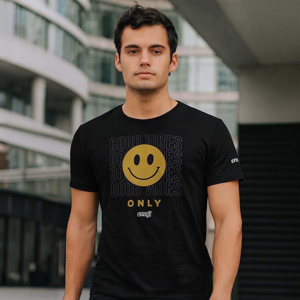 Playera Negra "Good Vibes Only" Unisex – Emoji®