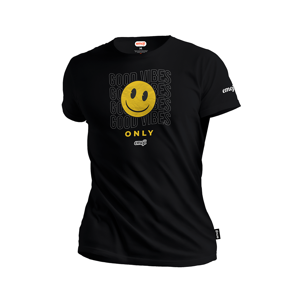 Playera Negra "Good Vibes Only" Unisex – Emoji®