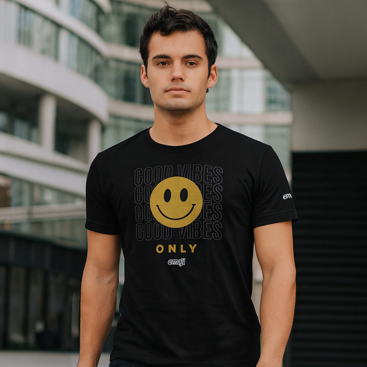 Playera Negra "Good Vibes Only" Unisex – Emoji®